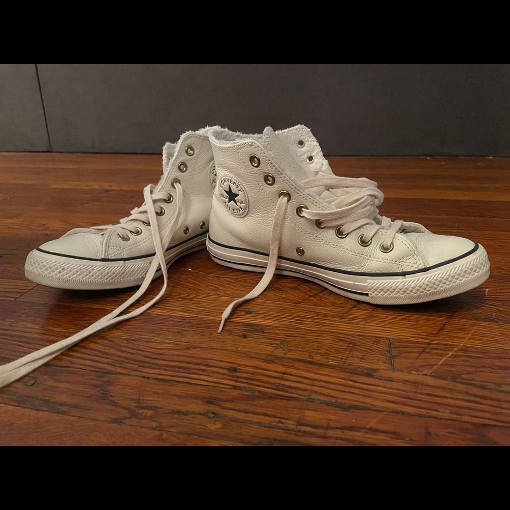 White Converse Lined w/ Fur